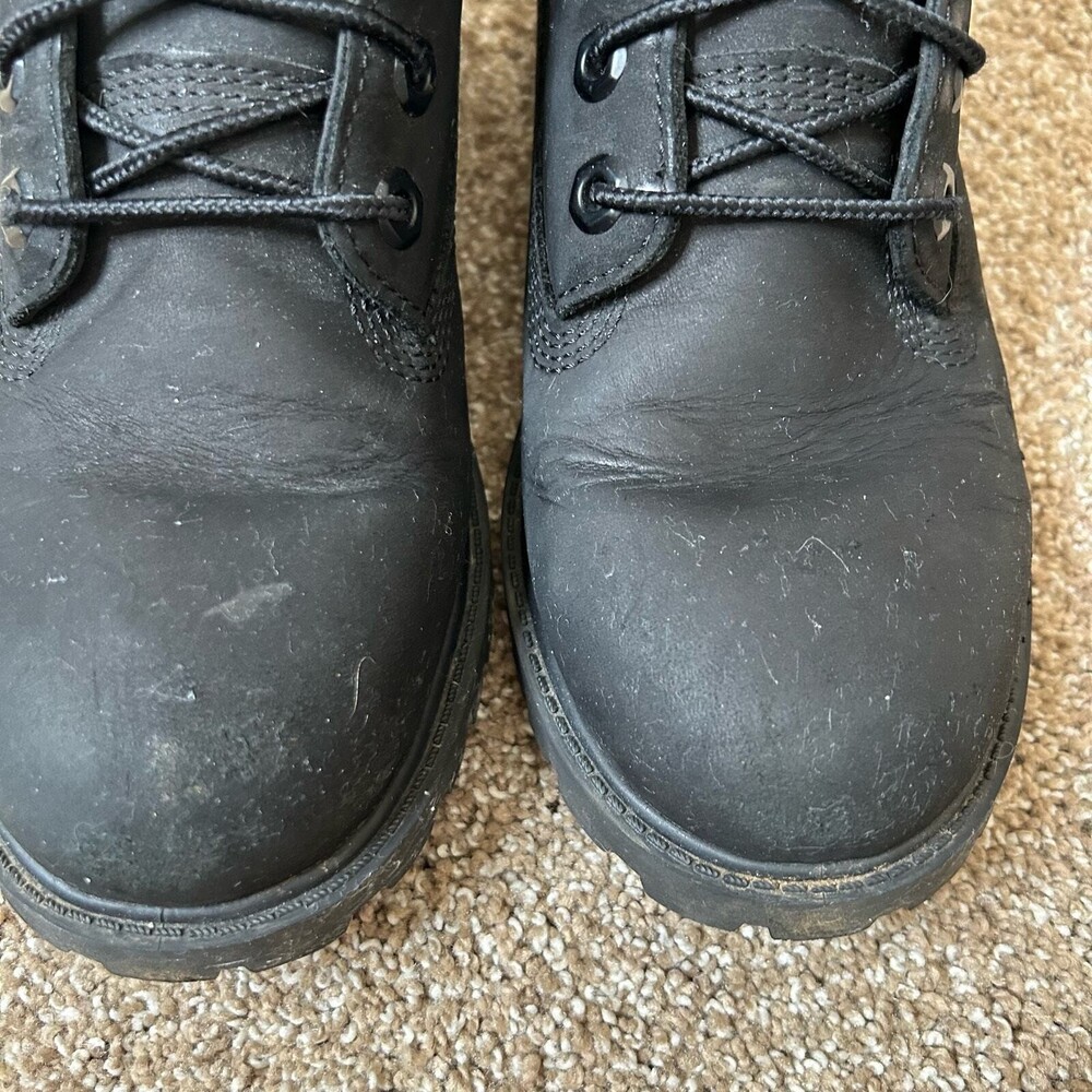 Timberland moto hiking boots leather lace up Combat boot black SZ 5 suede biker - Picture 4 of 10